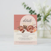 Gilded Floral Pink White Baroque Script Details En Informatiekaartje (Staand voorkant)