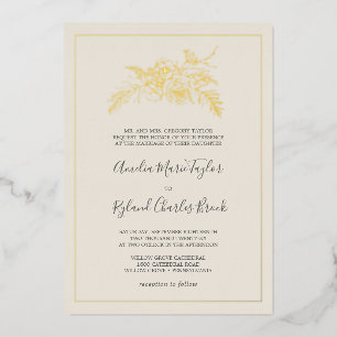 Gilded Floral   Plechtige bruiloft met goudolie Folie Uitnodiging
