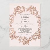 Gilded Floral | Roos Gold Foil Blush Weddenschap Folie Uitnodiging (Voorkant)