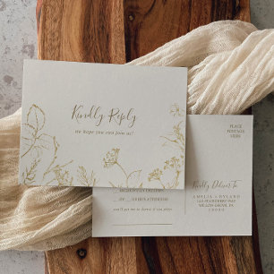 Gilded Floral   RSVP-Briefkaart voor Cream Song-aa Uitnodiging Briefkaart