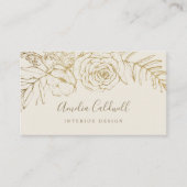 Gilded Floral | Visitekaartje van room en goud (Voorkant)