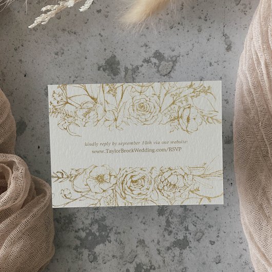 Gilded Floral | Website crème en gouden bruiloft R Informatiekaartje