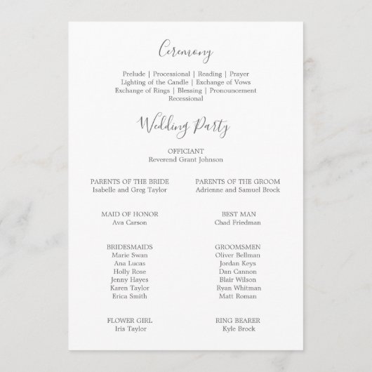 Gilded Floral Wreath | Zilveren en witbruiloft Programma (Achterkant)