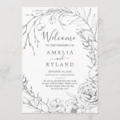 Gilded Floral Wreath | Zilveren en witbruiloft Programma (Voorkant)
