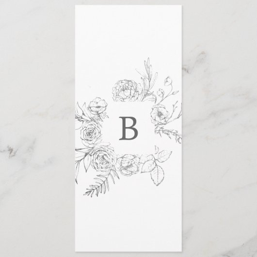 Gilded Floral | Zilver en wittebruin Menu (Achterkant)