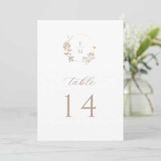 Gilded Garden Monogram Wedding Table Number Programma (Staand voorkant)