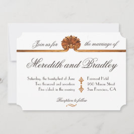Gilded Glamor Wedding | Art Deco Gold Invite Kaart