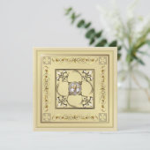 Gilded Gold Fleur De Lis Wedding Invitation Kaart (Staand voorkant)
