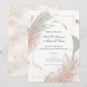 Gilded Gold Sage & Blush Botanical Wedding  Kaart (Voorkant / Achterkant)
