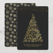 Gilded Gold Tree Corporate Holiday Card Feestdagenkaart (Voorkant / Achterkant)