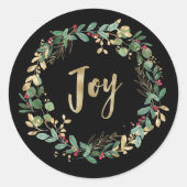 Gilded Greenery Black | Goudkerstavond Ronde Sticker (Voorkant)