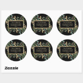 Gilded Greenery Black | Kerstadres Ronde Sticker (Vel)