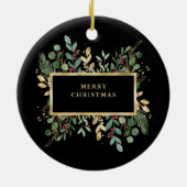 Gilded Greenery Black | Kerstfeestdag Keramisch Ornament (Achterkant)