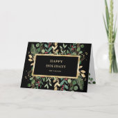 Gilded Greenery Black | Kerstmis Feestdagen Kaart (Voorkant)