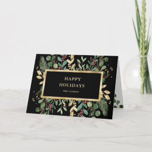 Gilded Greenery Black Kerstmis Feestdagen Kaart