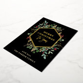 Gilded Greenery Foto terug | Vroegere kerstgoud Folie Feestdagenkaart (Gedraaid)