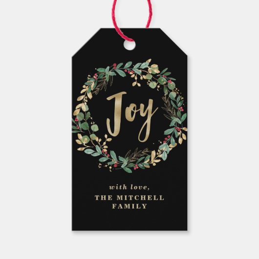 Gilded Greenery on Black | Joy Cadeaulabel (Voorkant)