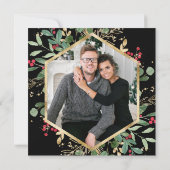 Gilded Greenery on Black | kerstfeestfoto Save The Date (Achterkant)