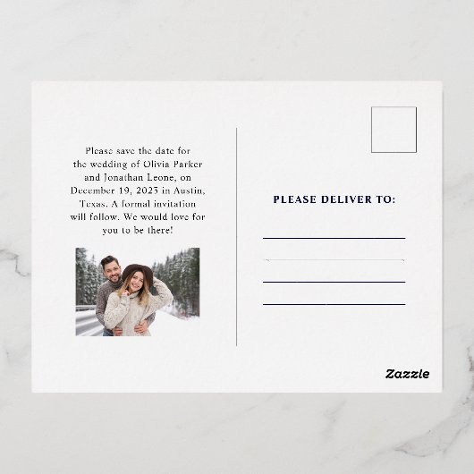 Gilded Greenery on Black | Kerstmis: datum opslaan Folie Uitnodiging Briefkaart (Achterkant)