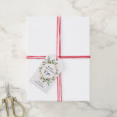 Gilded Greenery over White | Vrolijk kerstfeest Cadeaulabel (Met Touw)