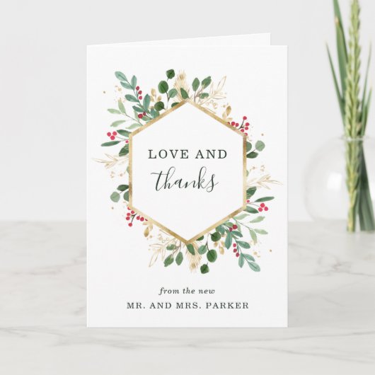 Gilded Greenery White | Kerstfeest Bedankkaart (Voorkant)