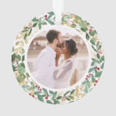 Gilded Greenery White Married en Merry Two Photo Ornament (achterkant)