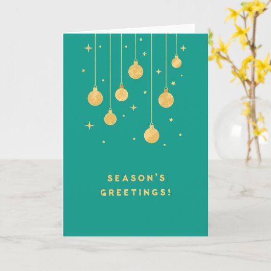 Gilded Greetings on Teal Christmas Card Kaart (Gele Bloem)