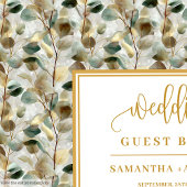 Gilded Hunter Green en Gold bruiloft gastenboek