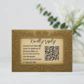 Gilded in Gold QR Code Mariage carte RSVP (Debout devant)
