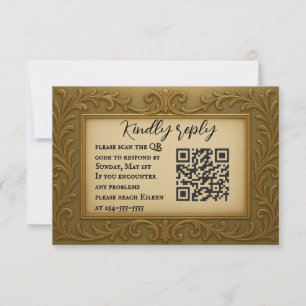 Gilded in Gold QR Code Mariage carte RSVP
