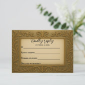 Gilded in Gold Wedding Carte RSVP (Debout devant)