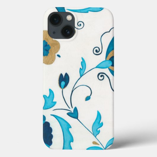 Gilded Indigo Flowers met witte achtergrond Case-Mate iPhone Case (Achterkant)