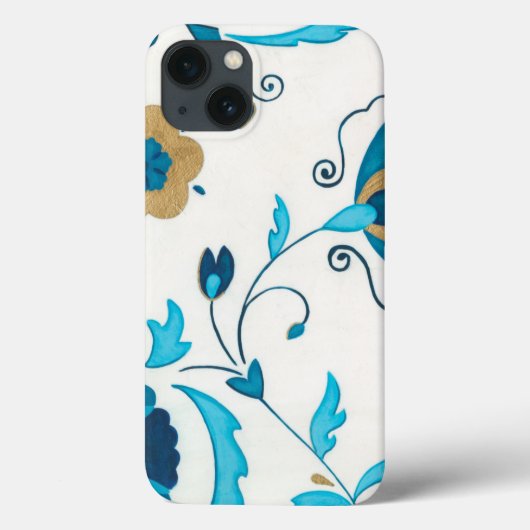 Gilded Indigo Flowers met witte achtergrond Case-Mate iPhone Case (Achterkant)