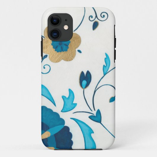 Gilded Indigo Flowers met Witte Achtergrond Case-Mate iPhone Case (Achterkant)