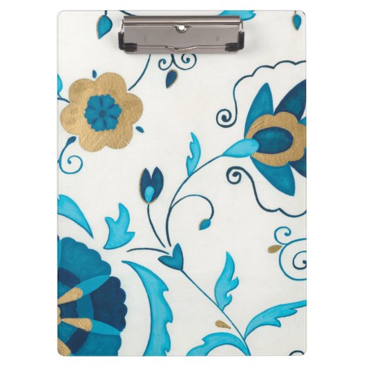 Gilded Indigo Flowers met witte achtergrond Klembord (Voorkant)