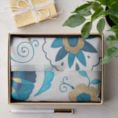 Gilded Indigo Flowers met Witte Achtergrond Tissuepapier (Geschenk)