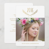 Gilded Laurel Afstuderen Invitation Kaart (Voorkant / Achterkant)