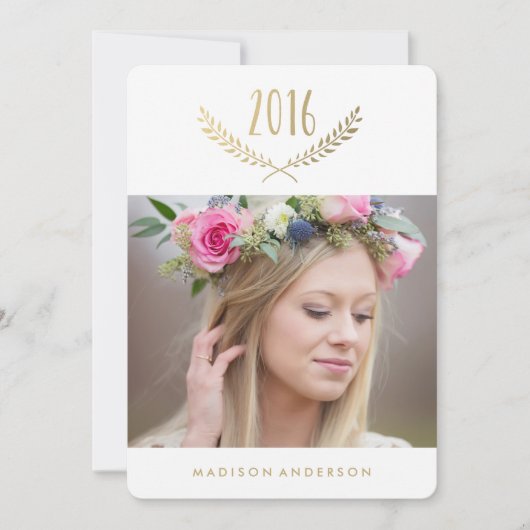 Gilded Laurel Afstuderen Invitation Kaart (Voorkant)