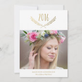 Gilded Laurel Graduation Faire-part (Devant)