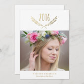 Gilded Laurel Graduation Faire-part (Devant / Derrière)