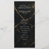 Gilded Midnight Marble Black & Gold Wedding Menu (Voorkant)