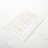Gilded Monogram  Front and Back Wedding Folie Uitnodiging (Gedraaid)