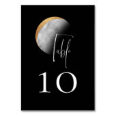 Gilded Moon Wedding Black Table Number Kaart (Achterkant)