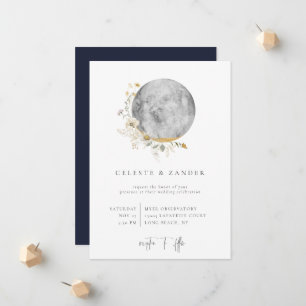 Gilded Moon Wildflower Wedding Invitation Aankondiging