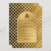 Gilded Nikah Faire-part de mariage Chic Or islamiq (Devant / Derrière)