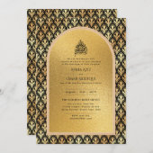 Gilded Nikah Faire-part de mariage Chic Or islamiq (Devant / Derrière)