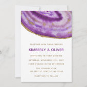 Gilded Paars Agate Wedding Invitations Kaart (Voorkant)