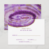 Gilded Paars Agate Wedding Invitding rsvp Kaartje (Voorkant / Achterkant)