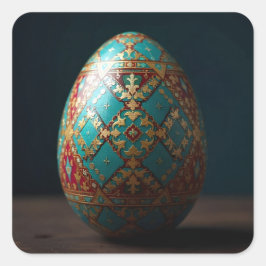 Gilded Patchwork Easter Egg Vierkante Sticker