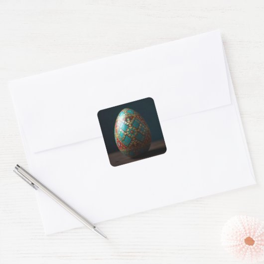 Gilded Patchwork Easter Egg Vierkante Sticker (Envelop)